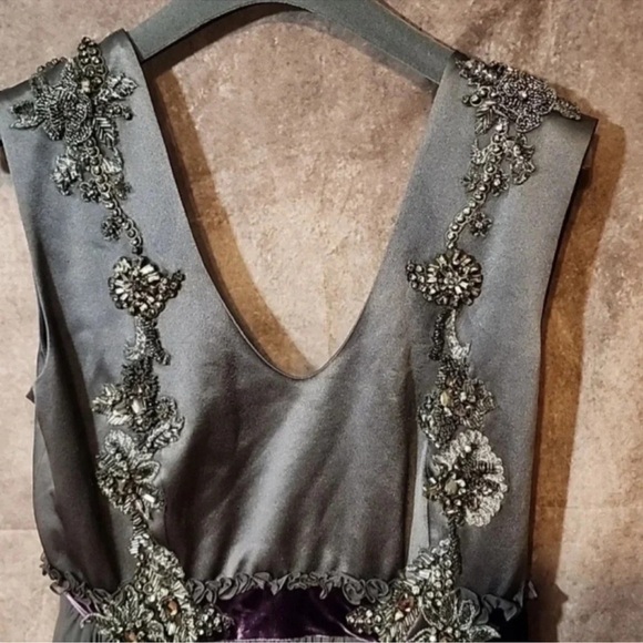 Elegant Gray Embellished Evening Gown Moxi , limited Alberta Foretti Event 8 - Picture 5 of 14